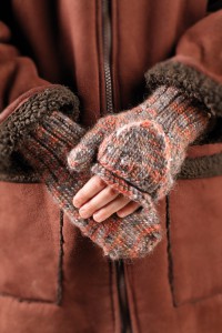kézzel kötött kapucnis meleg kesztyű kesztyu
