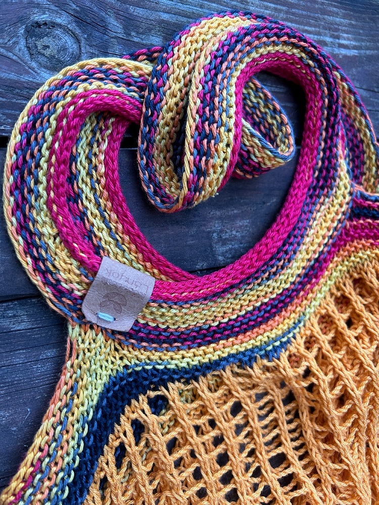 Kötött hálós szatyor Catania és Catania Color fonalból zsinoros széllel